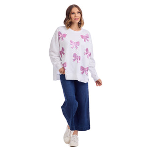 Mudpie- Bow Sparkle Sweatshirt (ONE-SIZE) #85100240