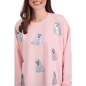 Mudpie- Ghost Sparkle Sweatshirt Item #85100241 (One-Size)