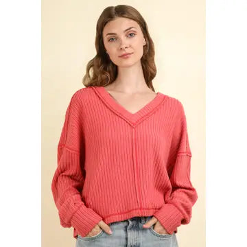 Casual Comfy Soft V-Neck Knit Top