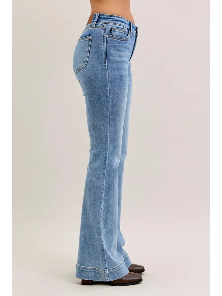 Judy Blue High Waisted Flare Tummy Control Double Button