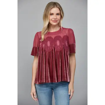 Fate- Lace Detail Velvet Babydoll