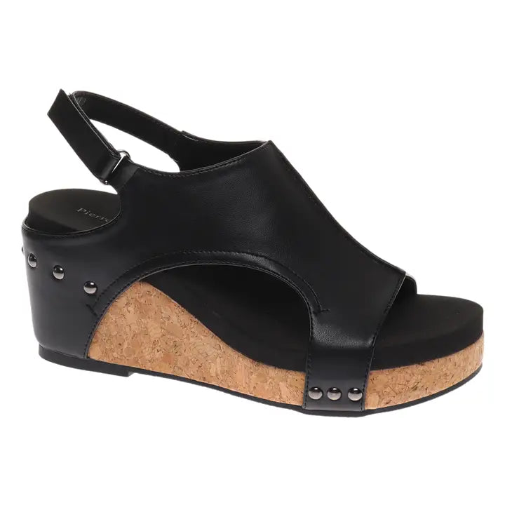 Pierre Dumas Vivian Black Leather Wedges