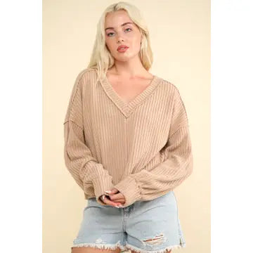 Casual Comfy Soft V-Neck Knit Top