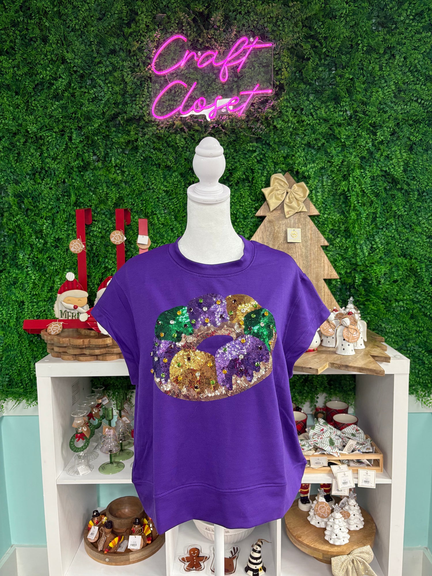 Mary Square Emily King Cake Mardi Gras Top