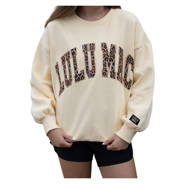Lulu Mac Sweatshirt In Butter With Cheetah Text