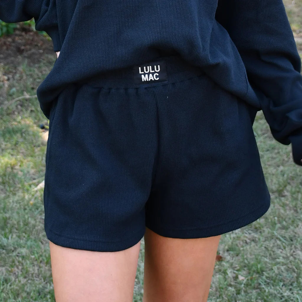 Lulu Mac Waffle Knit Shorts In Black