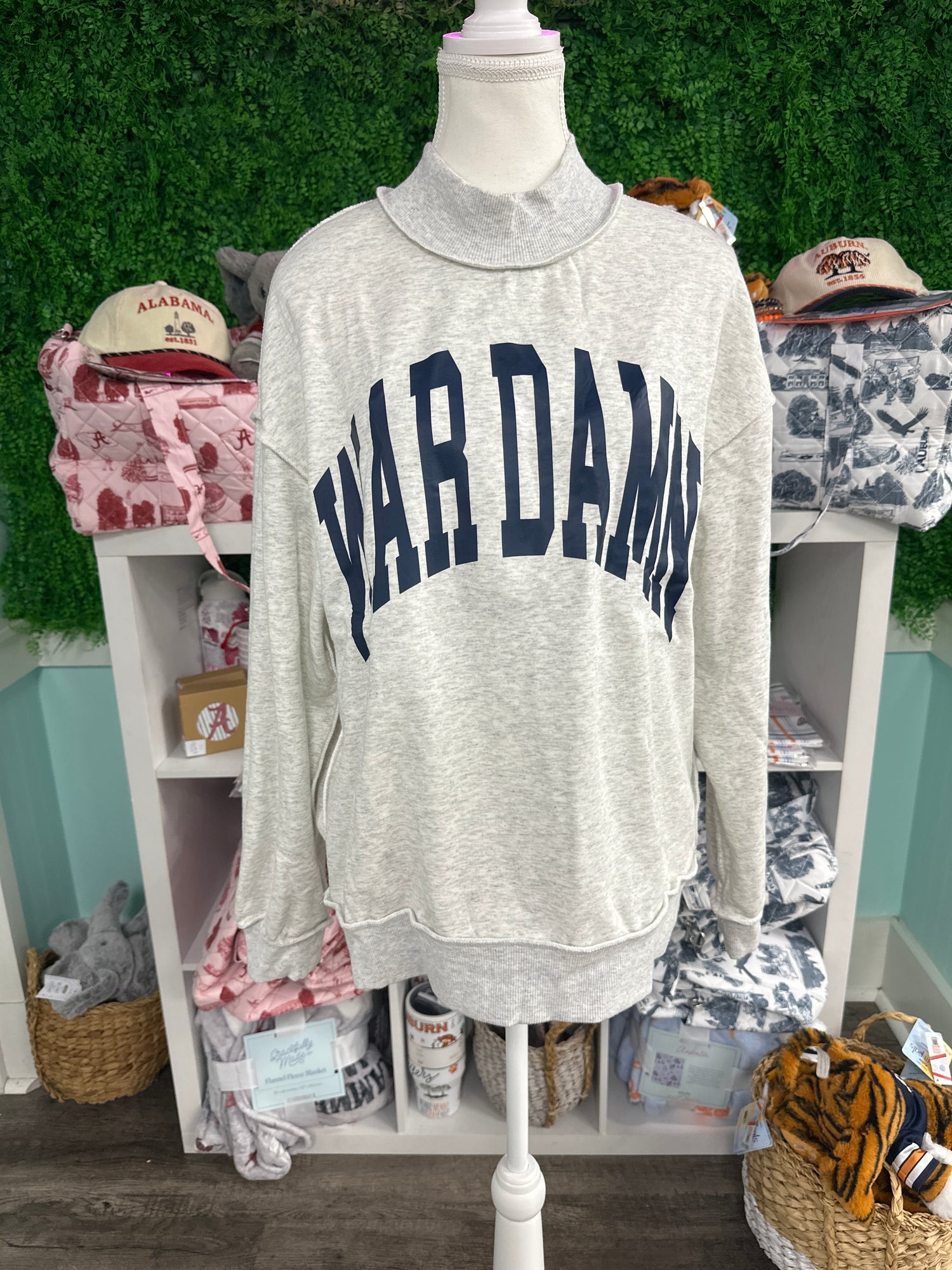 War Damn/Tigers Reversible Mock Neck Sweatshirt