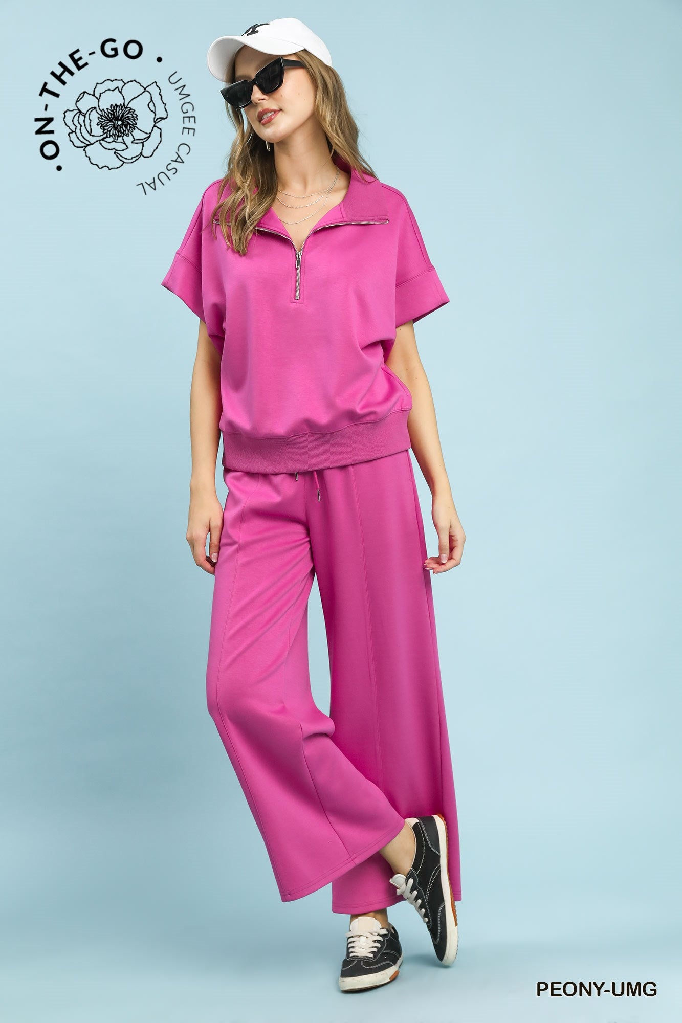 UMGEE Luxeknit Relaxed Half-Zip Pullover In Peony
