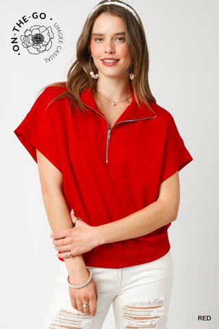 UMGEE Half Zip Luxeknit Pullover in Red