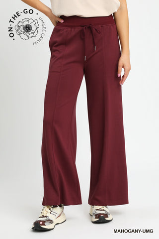 Umgee Luxeknit Lounge Pants In Mahogany