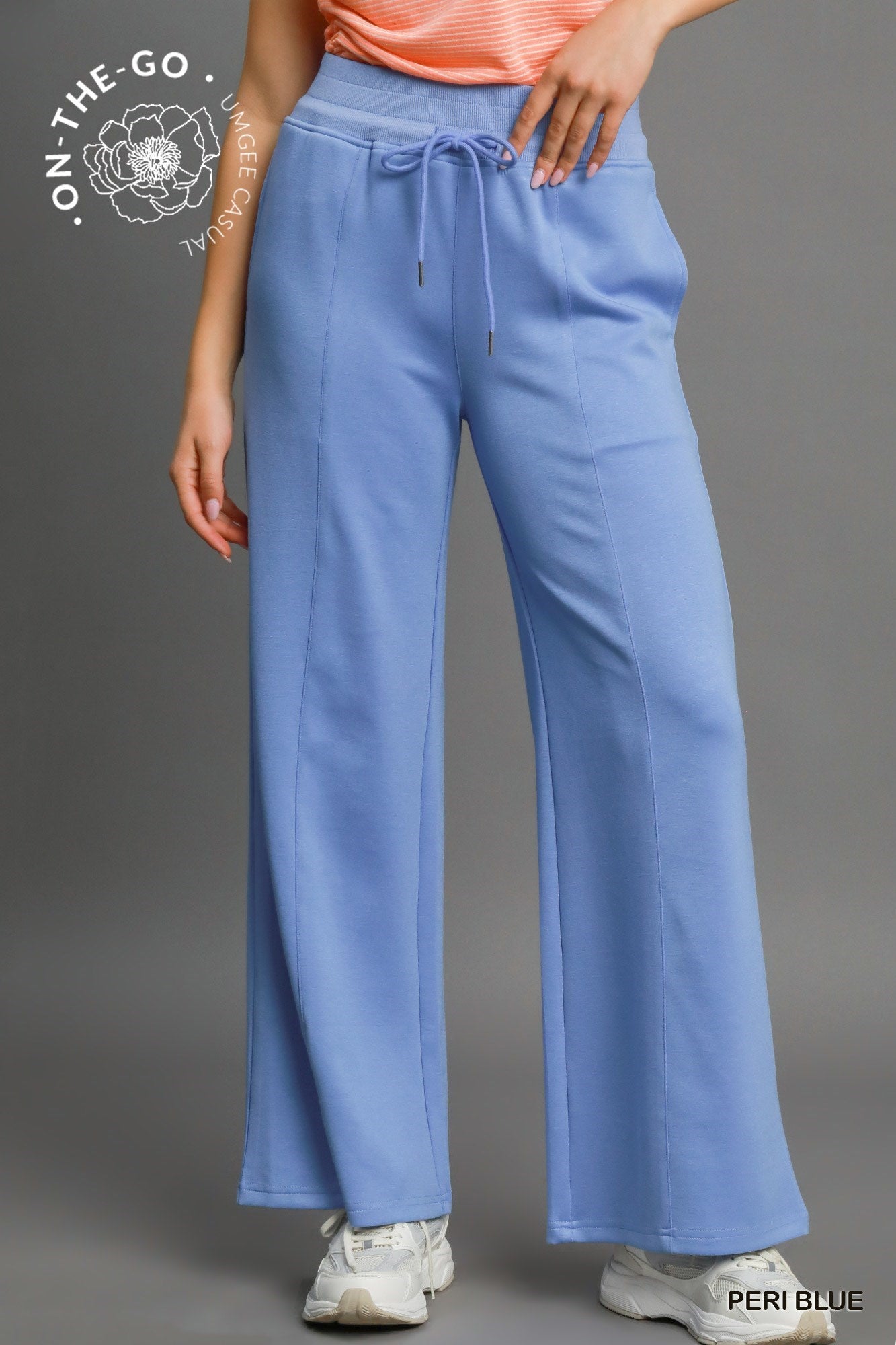Umgee Luxeknit Lounge Pants In Peri Blue