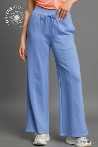 Umgee Luxeknit Lounge Pants In Peri Blue