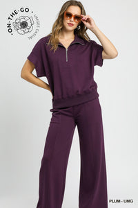 Umgee Luxeknit Lounge Pants In Plum