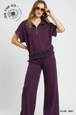 Umgee Luxeknit Lounge Pants In Plum