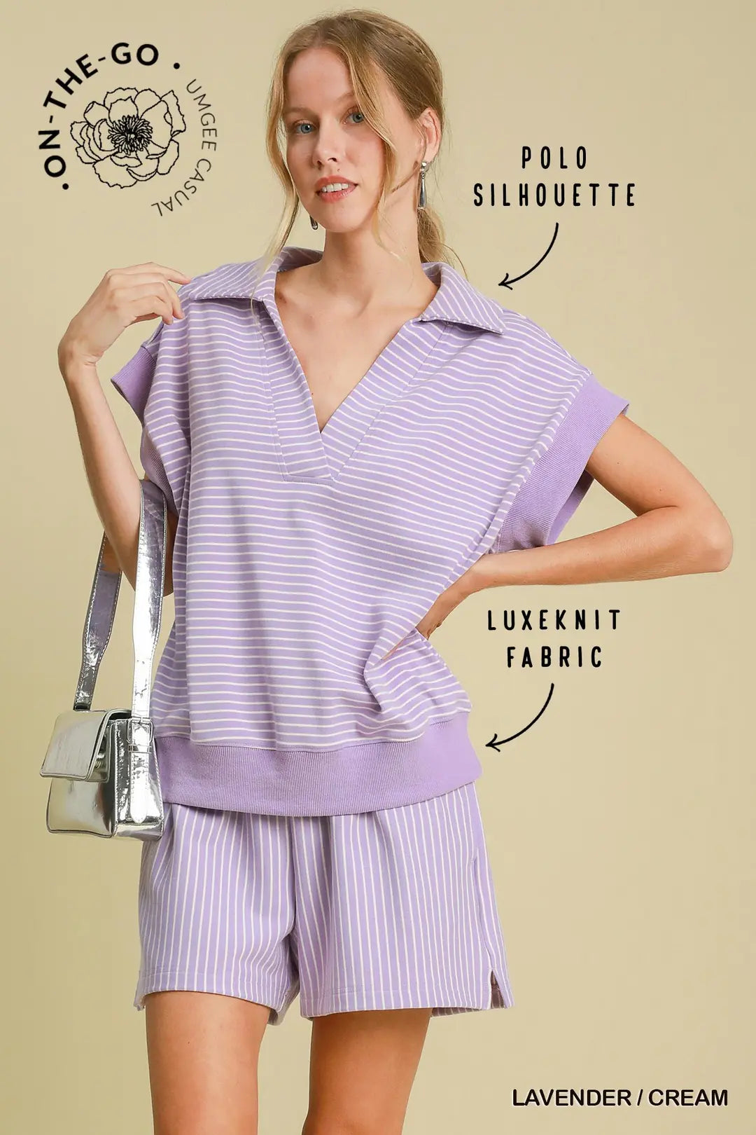 Umgee Luxeknit Striped Top In Lavender