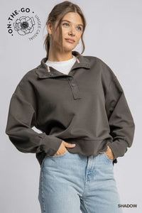 Umgee Luxeknit Scallop Hem Pullover In Shadow *COMING SOON*