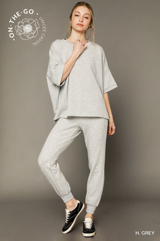 Umgee Luxeknit Oversized Top In Heather Gray  *COMING SOON*