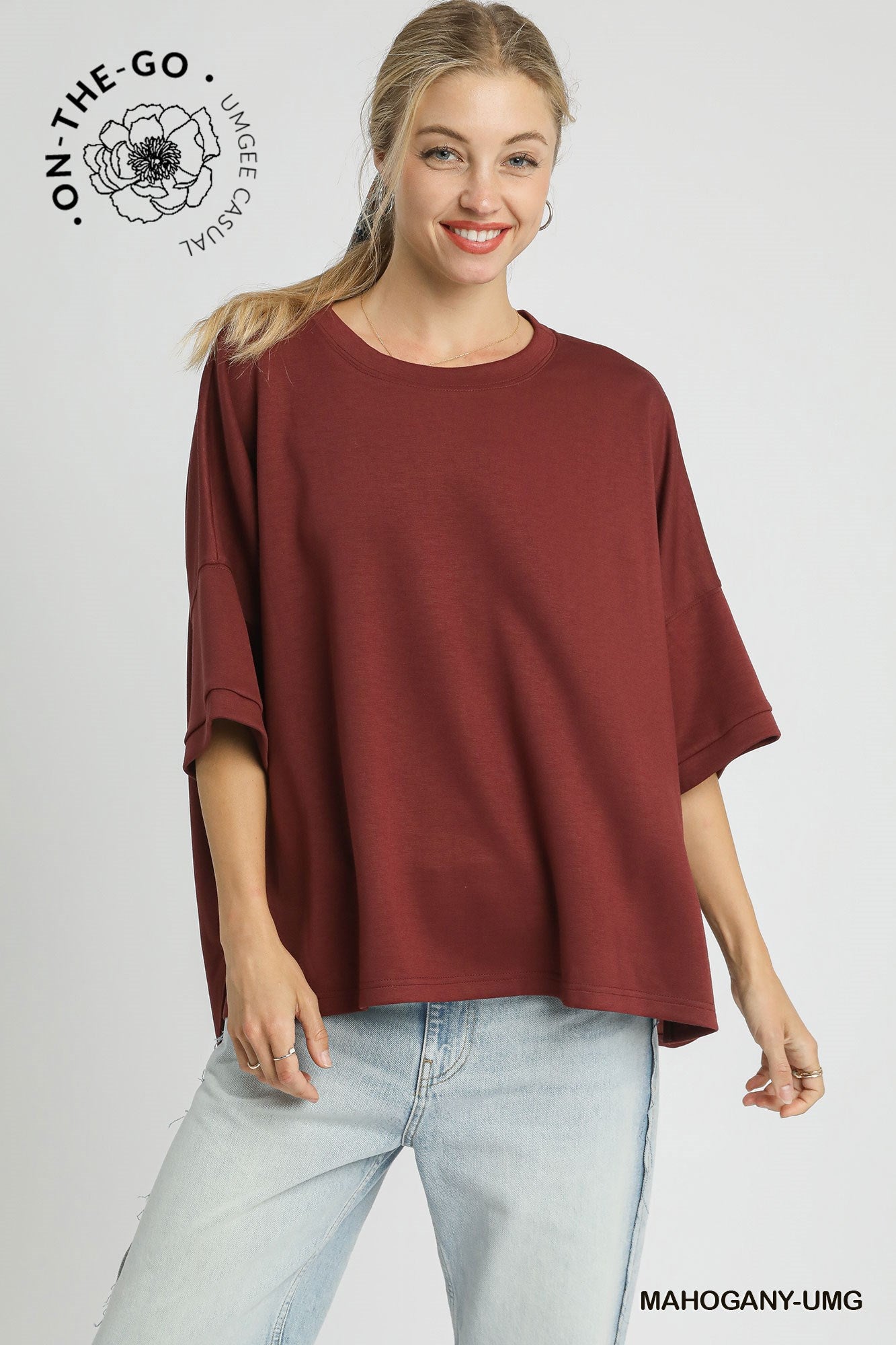 Umgee Luxeknit Oversized Top In Mahogany  *COMING SOON*