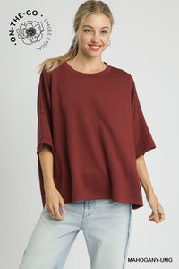 Umgee Luxeknit Oversized Top In Mahogany  *COMING SOON*