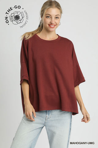 Umgee Luxeknit Oversized Top In Mahogany  *COMING SOON*