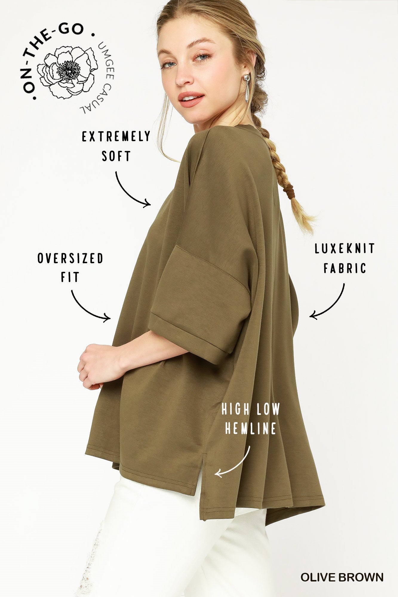 Umgee Luxeknit Oversized Top In Olive Brown  *COMING SOON*