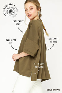 Umgee Luxeknit Oversized Top In Olive Brown  *COMING SOON*