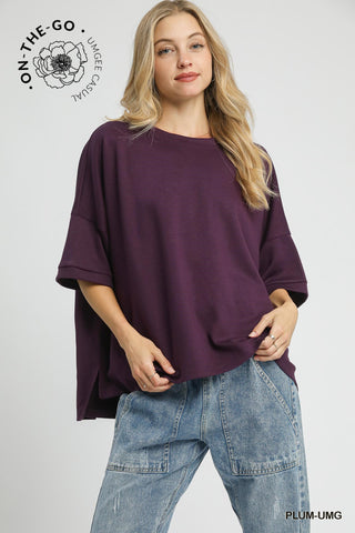 Umgee Luxeknit Oversized Top In Plum  *COMING SOON*