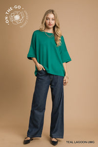 Umgee Luxeknit Oversized Top In Teal  *COMING SOON*