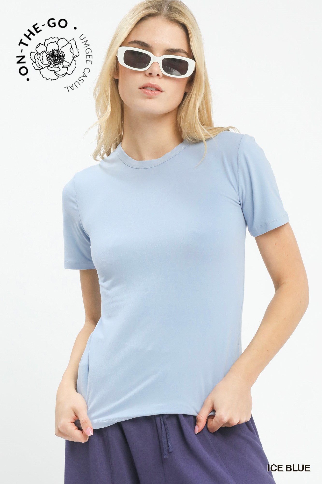 UMGEE Second Skin Crew Neck Tee In Ice Blue