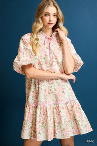 Umgee Floral Mini Dress In Pink