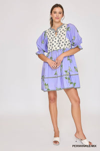 Umgee Vintage Inspired Floral Babydoll Dress In Periwinkle *COMING SOON*