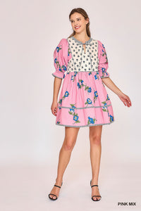 Umgee Vintage Inspired Floral Babydoll Dress In Pink *COMING SOON*