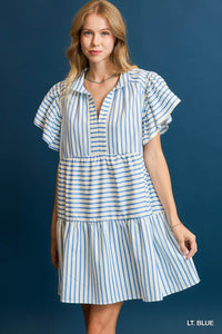 Umgee Stripe Mini Dress In Blue PLUS Size