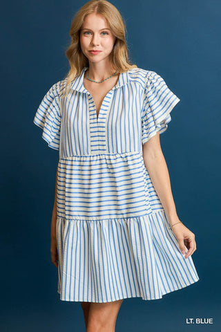 Umgee Stripe Mini Dress In Blue PLUS Size