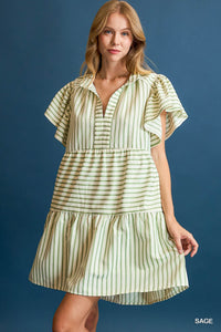 Umgee Stripe Mini Dress In Green PLUS Size