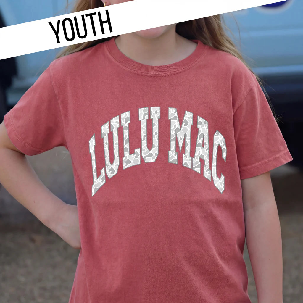Youth Camo Crimson Comfort Colors Tee