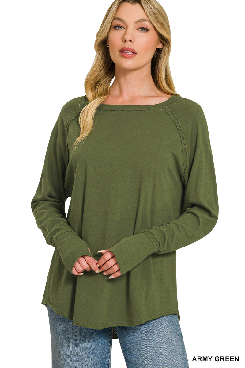 Zenana Raglan Long Sleeve Thumbhole Top - 9th Anniversary Deal *FINAL SALE*