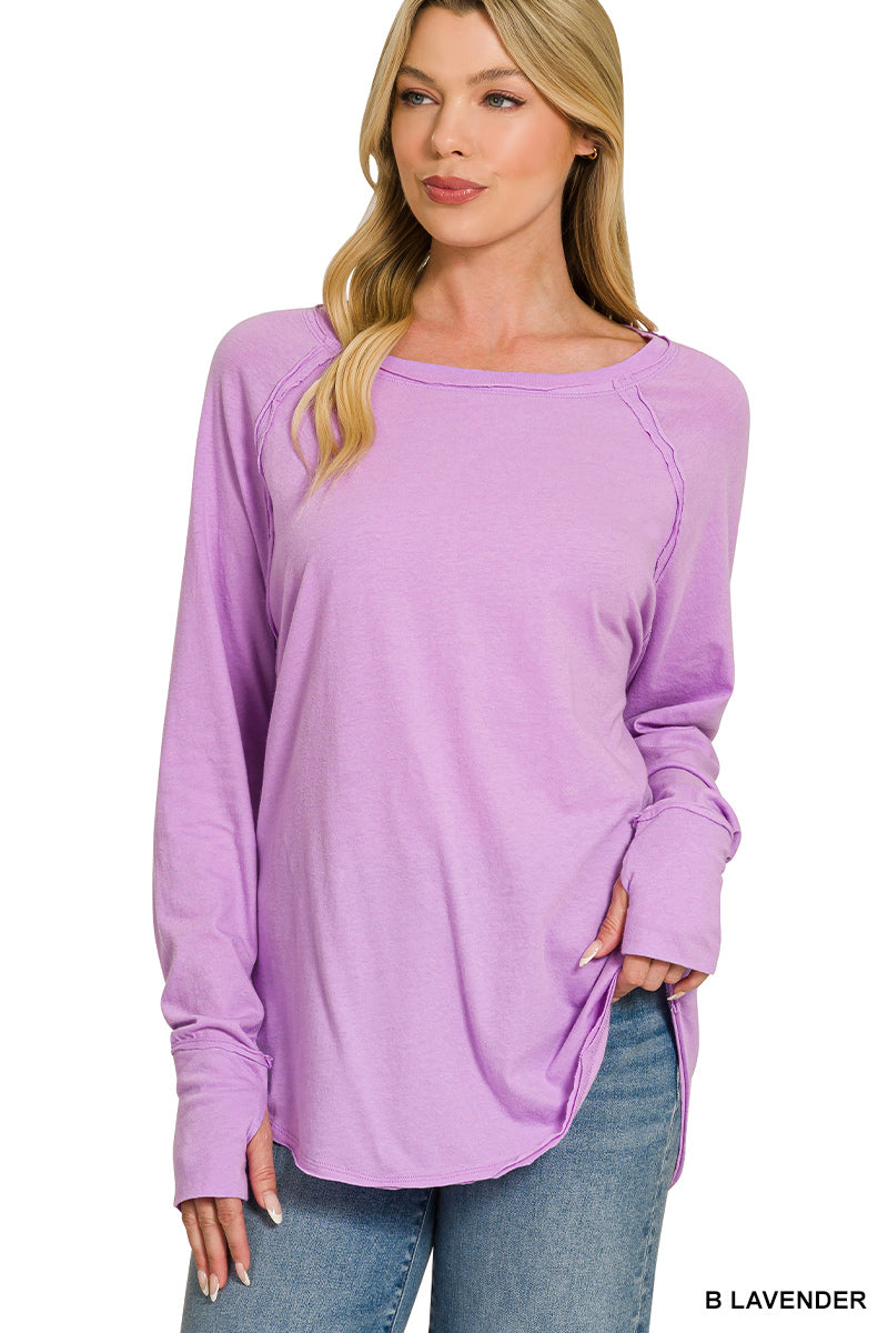 Zenana Raglan Long Sleeve Thumbhole Top - 9th Anniversary Deal *FINAL SALE*