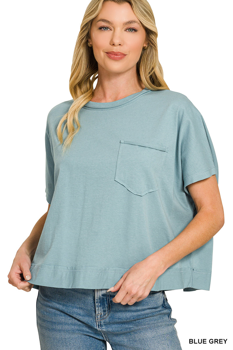 Zenana Boxy Pocket Tee - 9th Anniversary Deal *FINAL SALE*