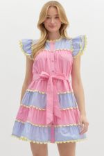 Entro Coloblock Tiered Mini Dress