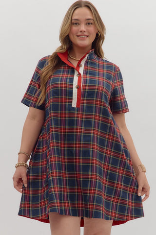 Entro Plain Short Sleeve Mini Dress In PLUS Sizes In Navy *COMING SOON*