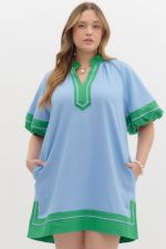 Entro Contrast Mini Dress In Blue PLUS Size