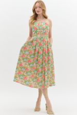Entro Floral Strapless Midi Dress