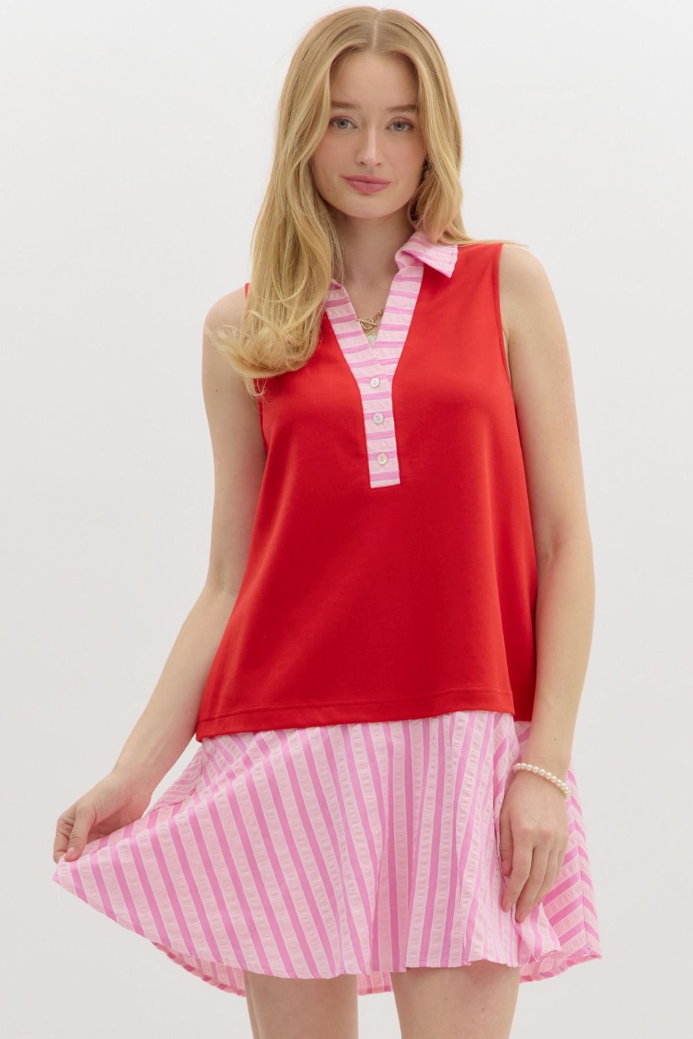 Entro Jersey Knit Stripe Mini Dress In Red