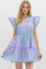 Entro Blue Angelwing Multi Trim Dress