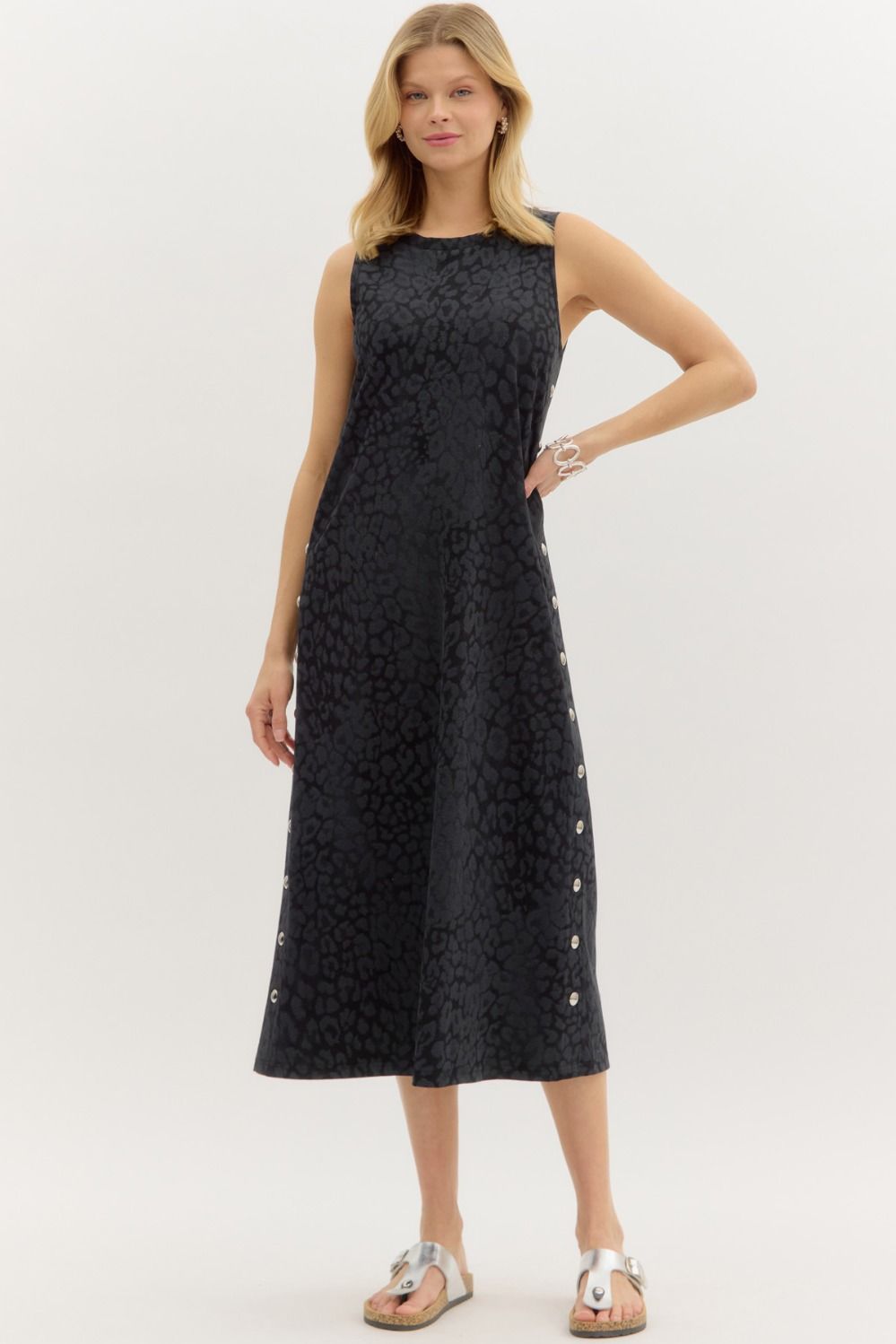 Entro Black Leopard Maxi Dress