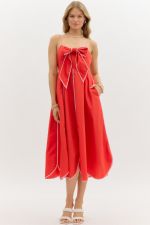 ENTRO Solid Bow Front Mini Dress In Red *COMING SOON*