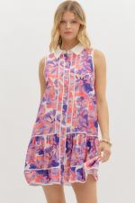 ENTRO Coral & Purple Mini Dress