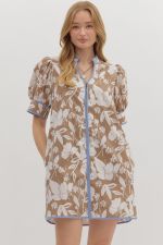 ENTRO Botanical Cuff Band Mini Dress In Mocha