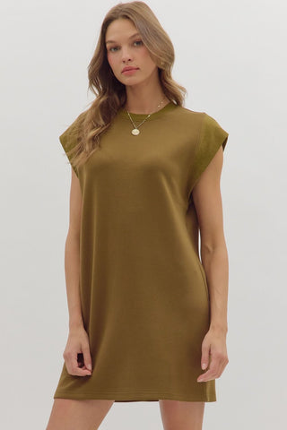 Entro Floral Cap Sleeve Mini Dress In Olive
